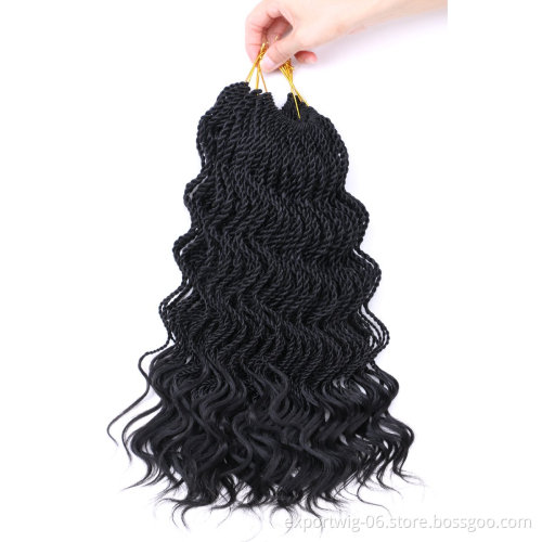 Wholesale Curly Twist Crochet Hair Wavy Senegalese Twist Braiding Hair Solid And Mix Color Synthetic Fiber Hair Extensions